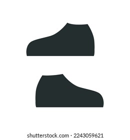 Flat vector silhouette illustration in childish style. Hand drawn tennis shoes. Clipart isolated on white background