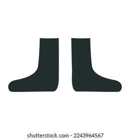 Flat vector silhouette illustration in childish style. Hand drawn tennis pair of socks. Clipart isolated on white background