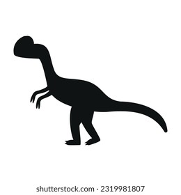 Ilustración plana vectorial de la silueta dilofosauro dinosaurio