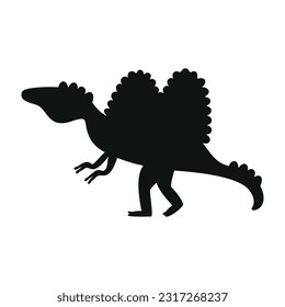 Flat vector silhouette illustration of spinosaurus dinosaur