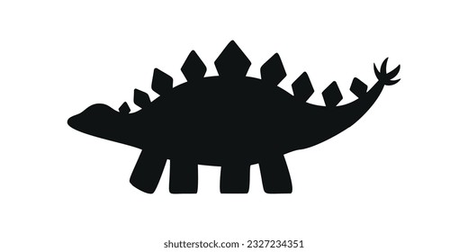 Flat vector silhouette illustration of stegosaurus dinosaur svg