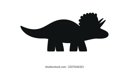 Flat vector silhouette illustration of triceratops dinosaur