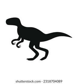 Flat vector silhouette illustration of velociraptor dinosaur
