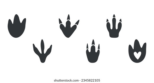 Flat vector silhouette illustrations of footsteps