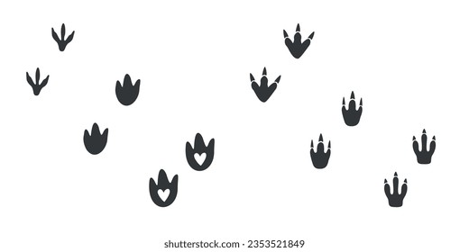 Flat vector silhouette illustrations of footsteps