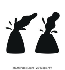 Flat vector silhouette illustrations of volcano
