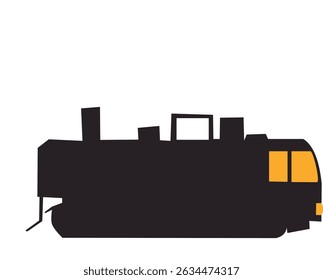Flat vector silhouette of a modern train locomotive. Minimalist transport design, ideal for industrial, logistic, railway, and infrastructure themed projects.

