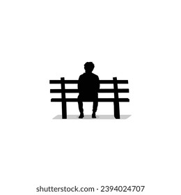 flat vector silhouette of people sitting on bench