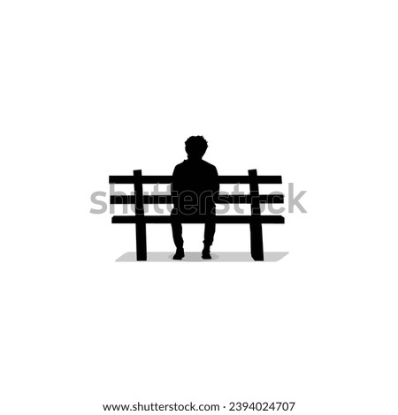 flat vector silhouette of people sitting on bench