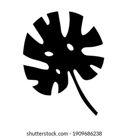 Silueta plana vectorial de una hoja de monastera tropical. Hojas exóticas aisladas sobre un fondo blanco.