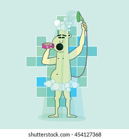 Flat vector sings man in the bathroom.