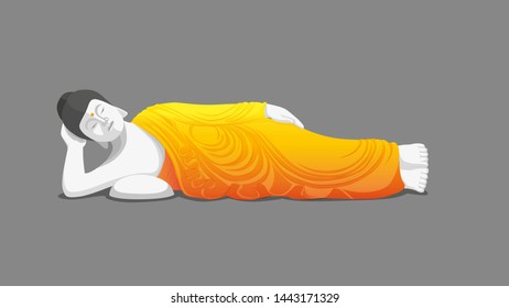 Flat Vector Of Sleeping Buddha Statue