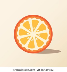 Flat vector of a sliced orange with detailed segments on a warm gradient background. Perfect for food, drink, healthy lifestyle, or citrus-themed illustrations