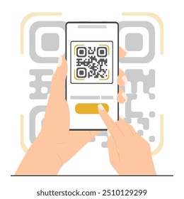 Flat vector smartphone scanning qr code concept illustration
