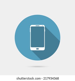 Flat Vector smartphone,phone,mobile phone icon  for web and mobile apps with long shadow