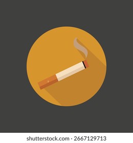 Flat Vector Smoking Icon – Cigarette and Unhealthy Habit Symbol
