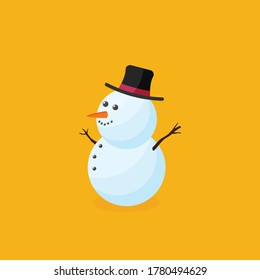 Flat vector snowman isolated on color background