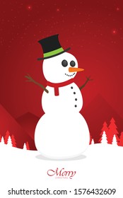 Flat vector snowmans. Greating card