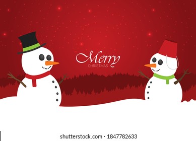 Flat vector snowmans. Greating card