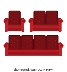 Flat vector sofa isolated on white background