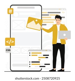 Software de Vector plano App de desarrollo de lenguajes de programación css html it ui concepto de programador 