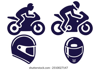 Un conjunto de iconos de Vector deportivo plano, donde el ciclista compite por ser el primero. El conjunto incluye hermosos iconos de bicicleta, incluyendo bicicleta, jinete, casco y jinete