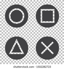 Flat vector square, triangle, cross and circle button. Square, triangle, cross and circle icon.  Playstation icon design. svg
