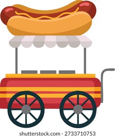 Icono de perro caliente de soporte de Vector plano que ilustra la comida del Carrito del perro caliente aislada conveniente para los menús del vendedor de la calle de la marca de la comida rápida y las imágenes relacionadas ocasionales de la comida