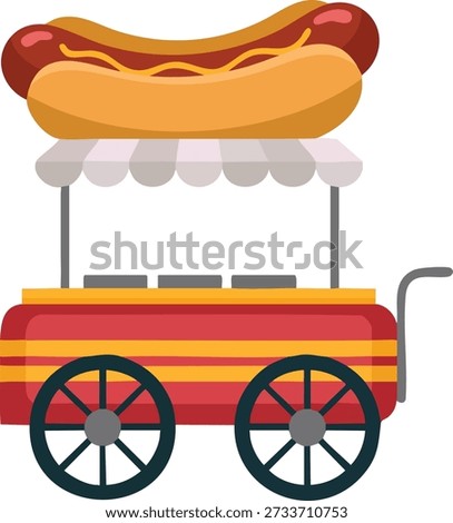 Flat vector stand hotdog icon illustrating hot dog cart food isolated suitable for fast food branding street vendor menus and casual food related visuals