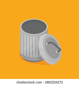 Flat vector Steel bin icon isolated on color background