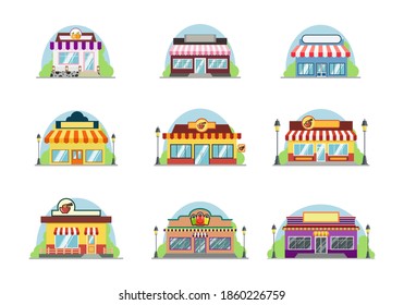 Flat vector store, Store icon set, Vector sign for promotion and websites, A simple store design for mobile application, Design store illustration