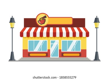 Flat vector store, Store icon, Vector sign for promotion and websites, A simple store design for mobile application, Design store illustration, restaurant