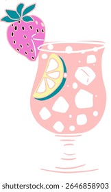 Vector plano de zumo de fresa dibujado a mano Vector