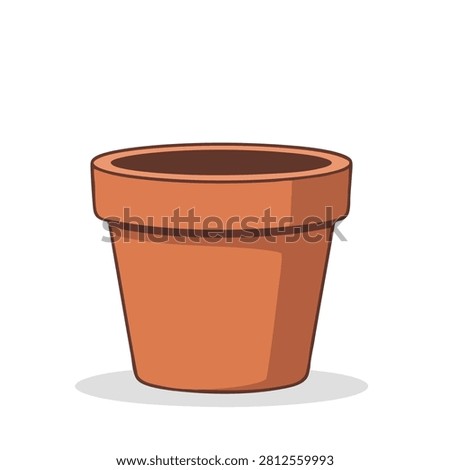 A flat vector style illustration of an empty brown terracotta flower pot with simple shading on a plain white background.