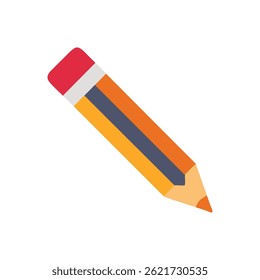 Ilustração em estilo de vetor plano de um lápis afiado com design de cor de bloco. Limpo e simples com um fundo branco.