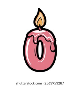 Flat vector Stylish Number Zero Candle Vector Illustration