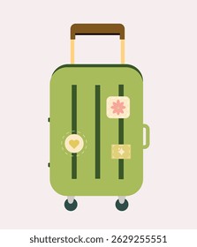 Mala de vetor plana com etiquetas de viagem