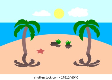 flat vector summer background with palm