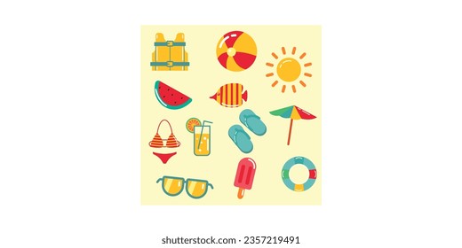 flat vector summer beach icon