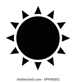 Flat vector sun black icon. Objects isolated on a white background.