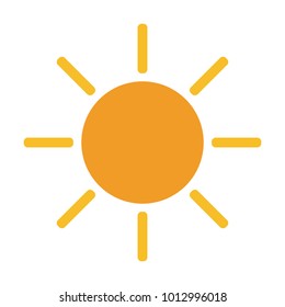 flat vector sun. Isolated vector illustration on white background, Template flat sun. Simple sun illustration. 2018 trend object. Summer flat pictogram. Flat simple illustration. Blinding art sun.
