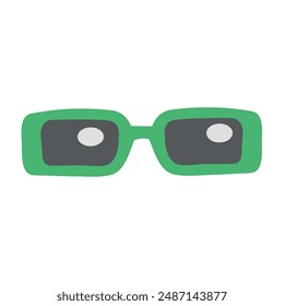 Flat vector sunglasses on a white background. Summer banner. Doodle sunglasses icon or silhouette. Vector design illustration .