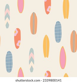 Flat vector surfboards seamless pattern