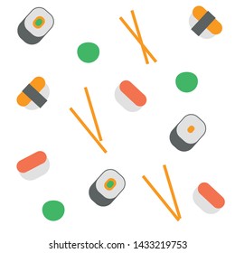 A flat vector sushi background