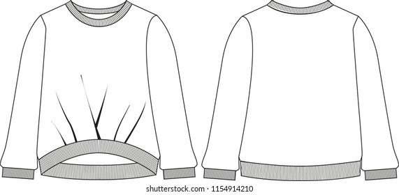 flat vector technical sketch for fashion clothing sweatshirt