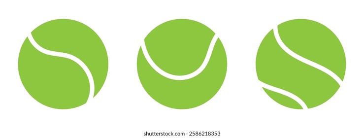 Flat Vector Tennis Ball Icon Set. Tennis Ball Design Template, Clipart for Sports Concepts, Competition Promotions, Advertisements, Graphics for a Tennis Event, Sports Content, Products, Logo