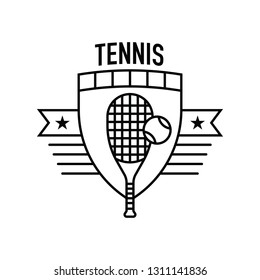 A Flat Vector Tennis Crest Featuring A Simple Tennis Ball And Raquet Icon In The Middle.