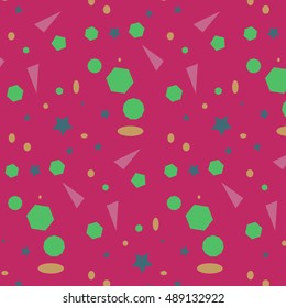 Flat vector texture of geometric colorful shapes. Geometric figures patter in modern hipster style. 
