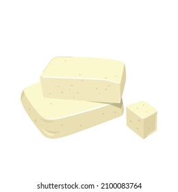 Flat vector of Tofu or Bean curd isolated on white background. Flat illustration graphic icon