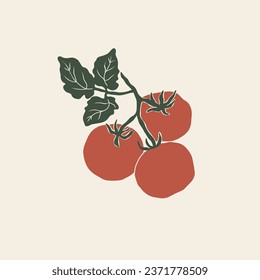 Flat vector tomato branch illustration